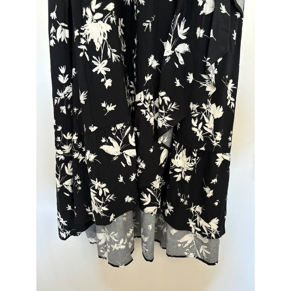 Torrid Floral Midi Dress Plus Size 3 Black White Ruffles New - Picture 3 of 8